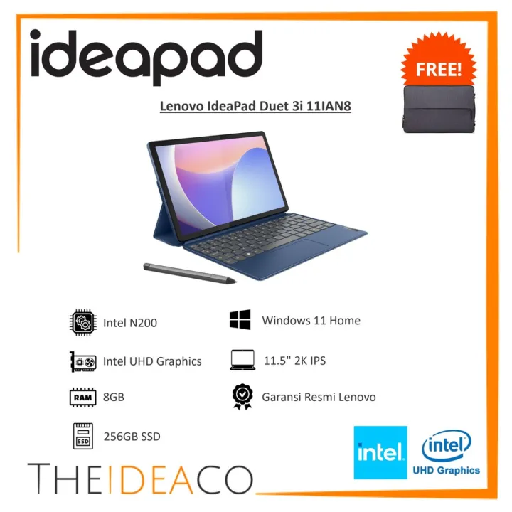 Lenovo IdeaPad Duet 3i Intel N200 8GB 256GB SSD 11.5" 2K Touch Pen W11H Office | Lazada Indonesia