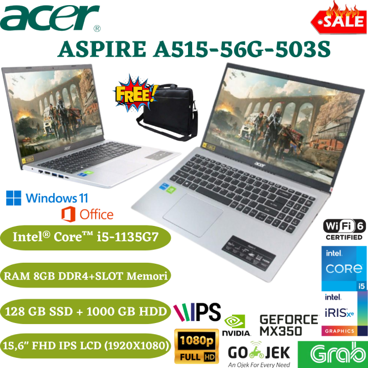 ACER Aspire 5 Slim A515-56G-503S [15.6"FHD/Core i5-1135G7/8GB/128GB SSD + 1TB HDD/NVIDIA MX350/Win 11]- Silver