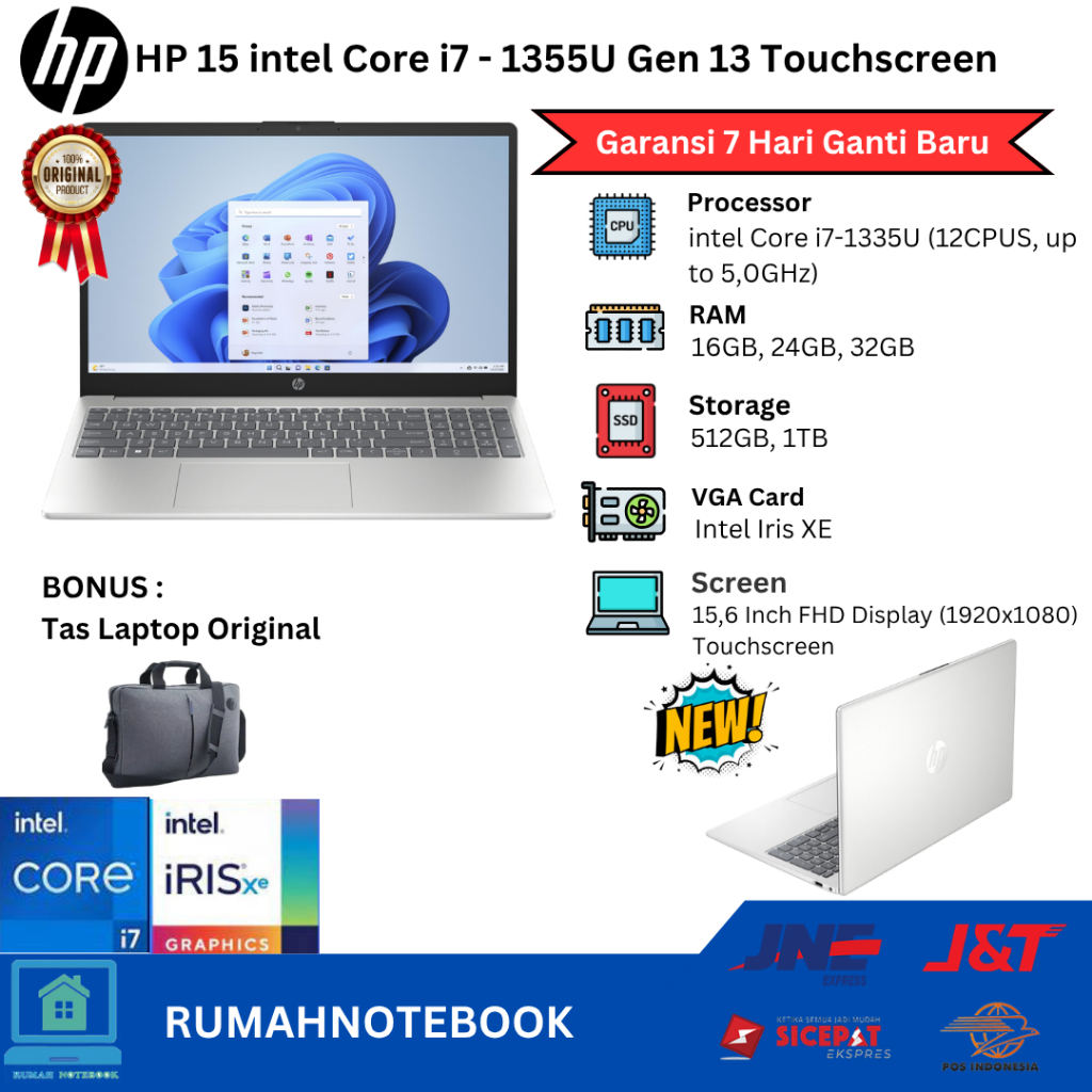 Jual Laptop Baru HP 15 Intel Core i7 1355u 12cpu 5,0Ghz | Pavilion i7 1165G7 8Cpu Upto 4,7Ghz Touchscreen | Shopee Indonesia