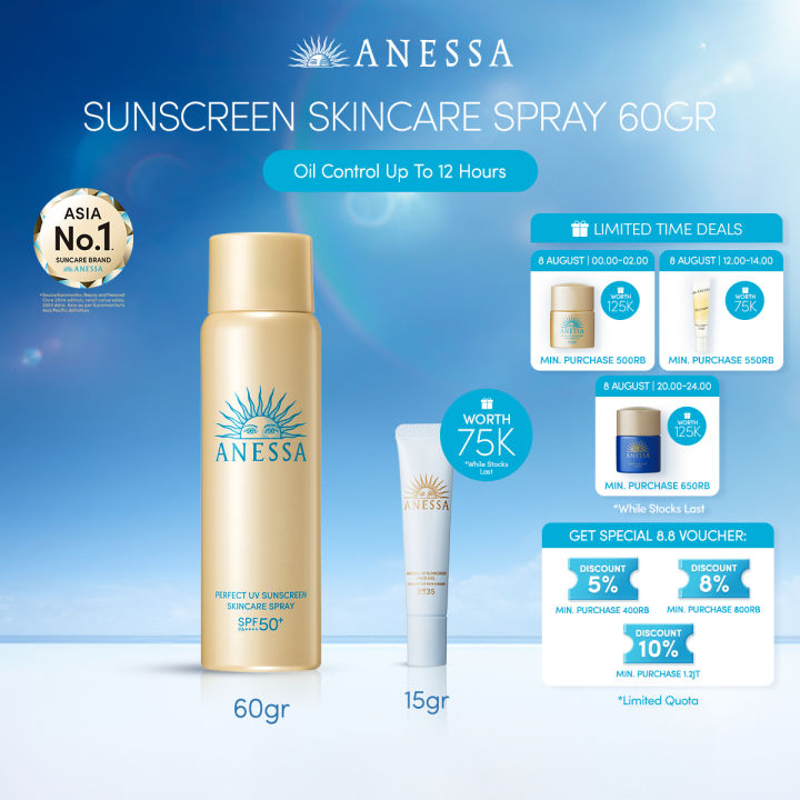 Anessa - Perfect UV Sunscreen Skin Care Spray SPF 50+ PA++++ 60gr - Sunscreen Kulit Normal, Cocok untuk Re-apply | Lazada Indonesia