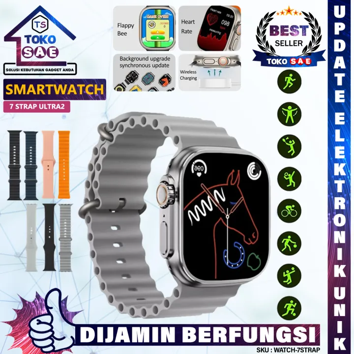 TOKOSAE Smart Watch ULTRA2 Layar 2.01 Inch Bluetooth Call – Paket 7 Strap Lengkap, Wireless Charge & Fitness Pro | Lazada Indonesia