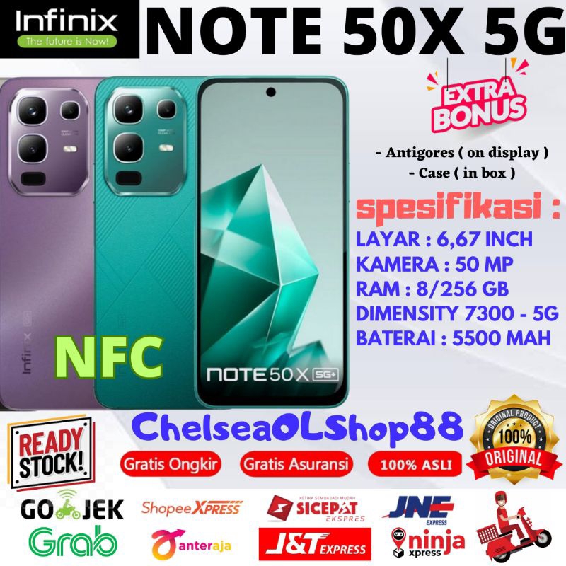 Jual INFINIX NOTE 50X 5G+ NFC RAM 8/256GB GARANSI RESMI INFINIX INDONESIA | Shopee Indonesia