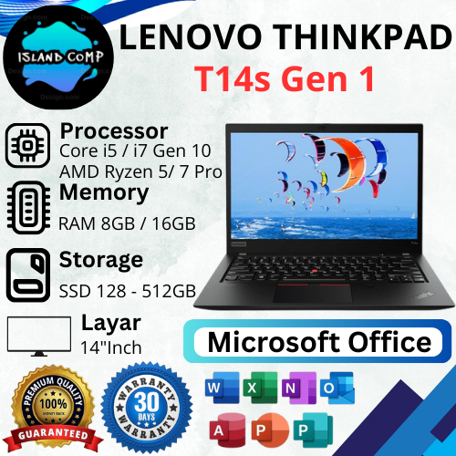 Jual Lenovo ThinkPad T14s Gen 1 Core i5 / i7 Gen 10 RAM 8GB / 16GB SSD 128GB / 256GB / 512GB Layar 14inch | Shopee Indonesia
