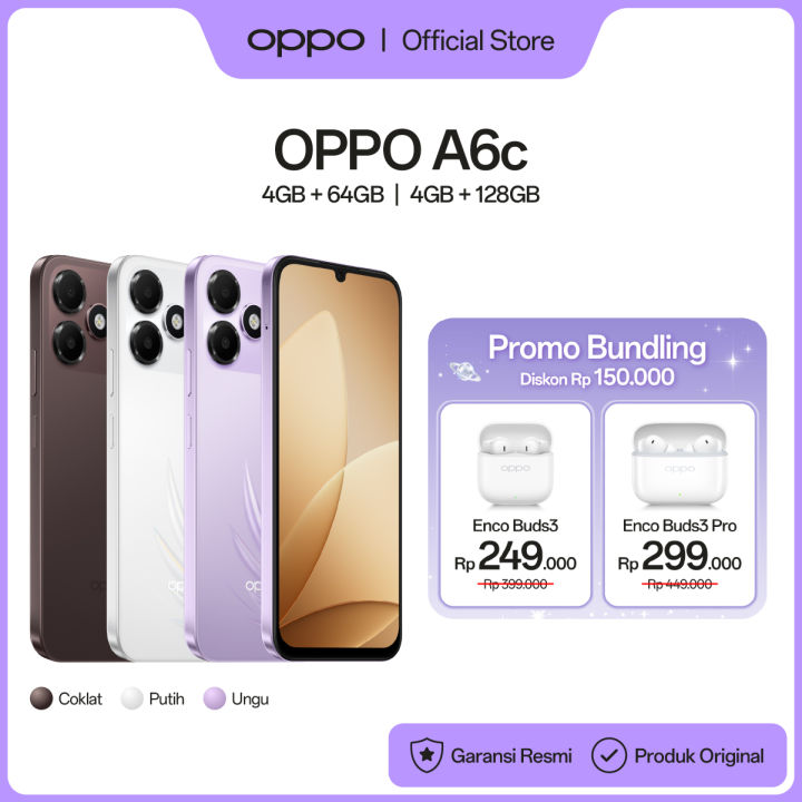 [NEW!] OPPO A6c 4GB/64GB & 4GB/128GB [7000mAh Large Battery, IP64 Water & Dust Resistance, 120Hz Ultra Bright Display] | Lazada Indonesia