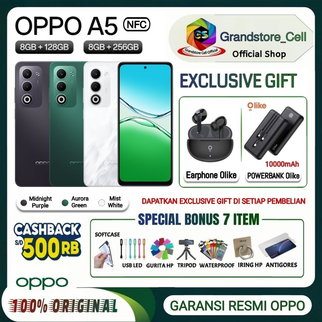 Jual { HARGA SPECIAL } OPPO A5 RAM 8/128GB - RAM 8/256GB - Shock Resistence, 45W Charging, GARANSI RESMI OPPO INDONESIA | Shopee Indonesia