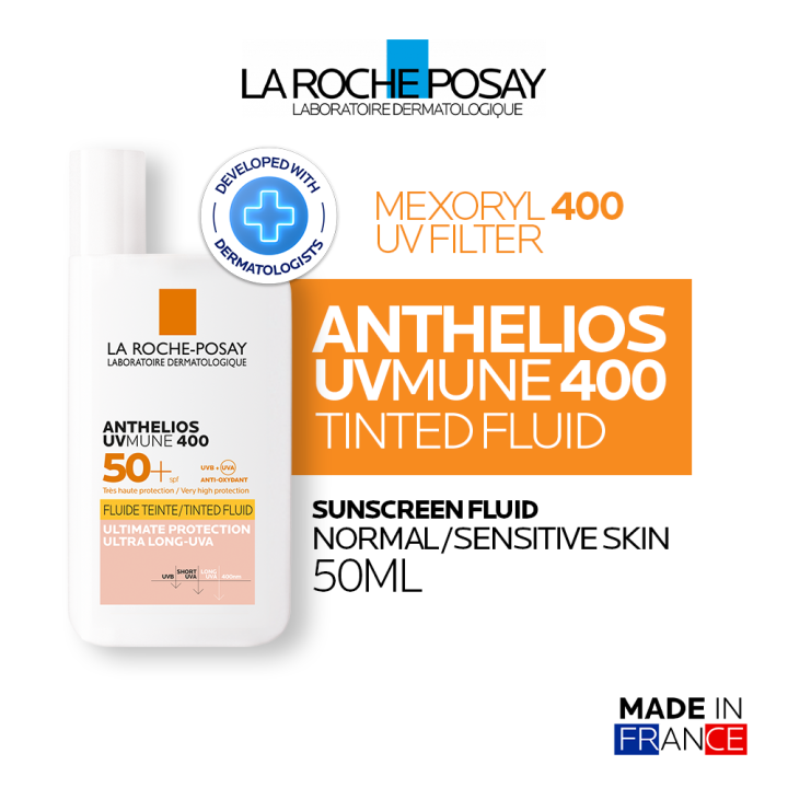 La Roche Posay Anthelios Tinted Fluid UVMUNE400 SPF 50+ 50ml - Sunscreen Kulit Berminyak/ Sensitif