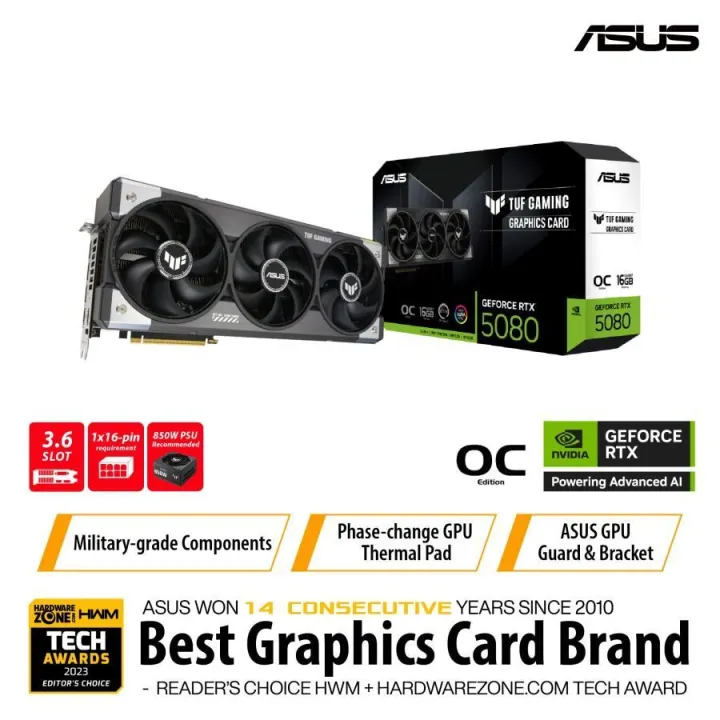 VGA Card ASUS Geforce RTX 5080 TUF Gaming OC 16GB GDDR7 OC Edition | Lazada Indonesia