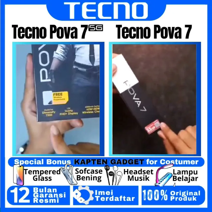 HP BARU TECNO POVA 7 | POVA 7 5G 8/256GB & 8/128GB Ram Upto 16GB Hyper Gaming Engine GARANSI RESMI 100% ORIGINAL | Lazada Indonesia