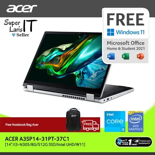 Acer Aspire 3 Spin 14 A3SP14-31PT-37C1 i3-N305 ram 8GB 512GB 14" Touch | Lazada Indonesia