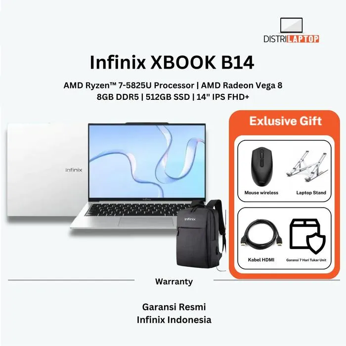 Laptop infinix XBOOK B14 RYZEN 7 5825U RAM 8GB 256GB SSD 14" IPS Win 11 Best Price - R5-7535HS, 8GB Unit Only | Lazada Indonesia