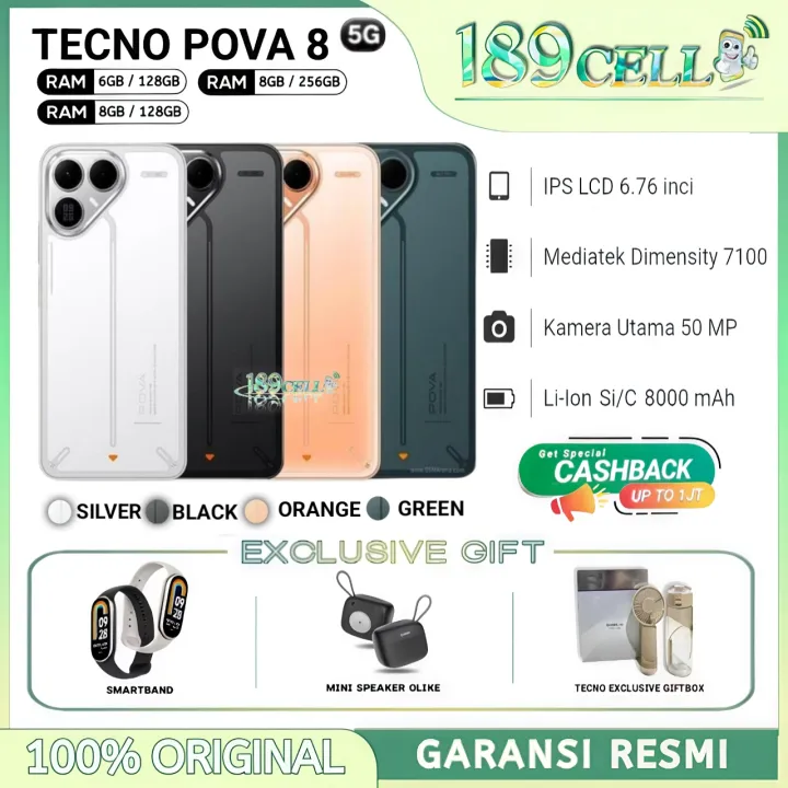 TECNO POVA 8 5G RAM 6/128GB 8/128GB 8/256GB - Pova8 5G GARANSI RESMI | Lazada Indonesia