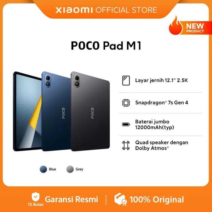POCO Pad M1 (8GB/256GB) | Layar jernih 12.1" 2.5K | Snapdragon® 7s Gen 4 | Baterai jumbo 12000mAh (typ) | Quad speaker dengan Dolby Atmos® [Official Store] | Lazada Indonesia