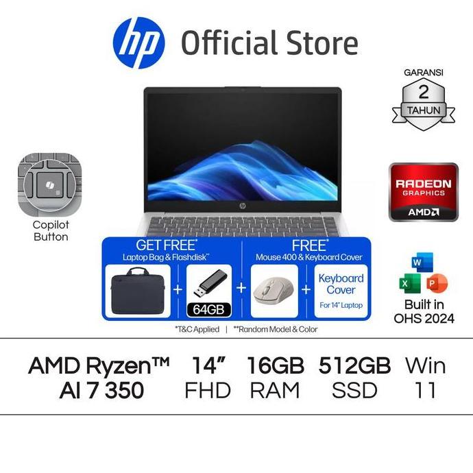 Jual Laptop HP OmniBook 3 [NEW] - AMD Ryzen 7 Radeon 16GB RAM 512GB SSD Gold / Silver Windows 11 Home 14 Inch Garansi 2 Tahun Official | Shopee Indonesia