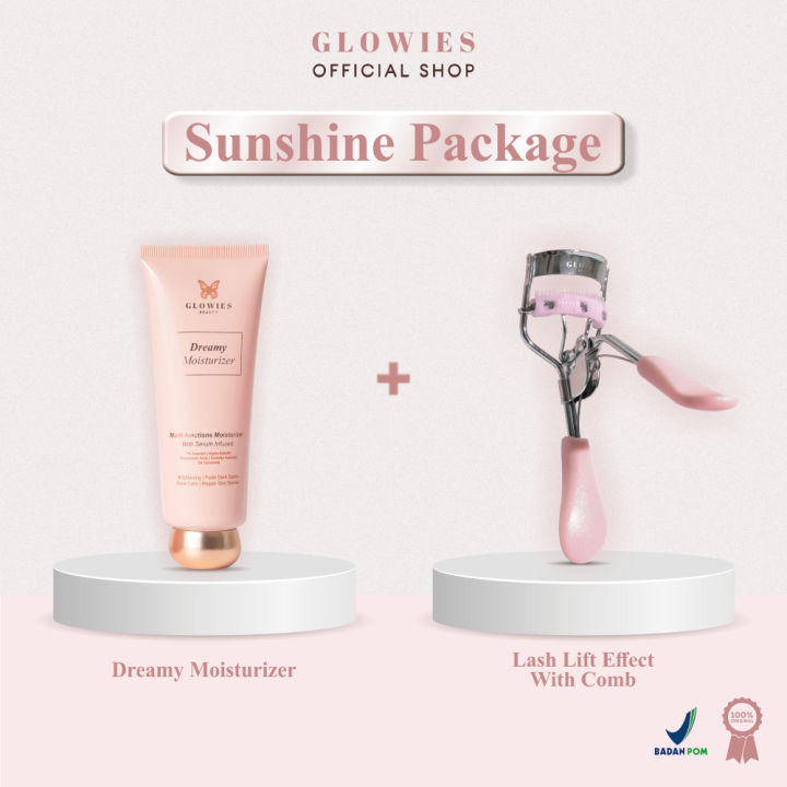 GLOWIES BEAUTY | Sunshine Package | Glowies Dreamy Moisturizer 80 ml | Glowies Lash Lift Effect Eyelash Curler | Lash Lift Effect Eyelash Curler Composition Stainless Stell