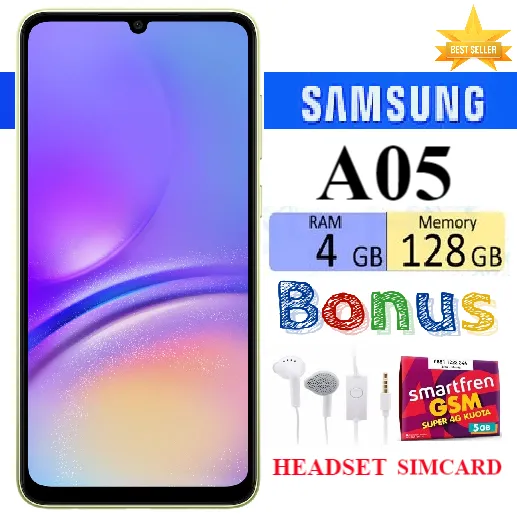 HP SAMSUNG GALAXY A05 RAM 4/128 GB FULLSET Bergaransi - FREE SIMCARD - PROMO