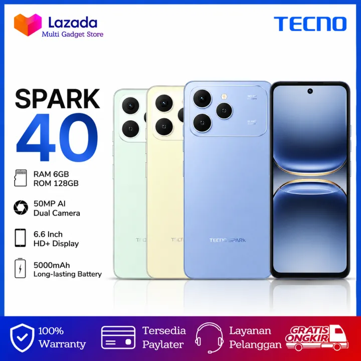 Tecno Spark 40 8/256GB LTE 50MP Kamera 6.67 inches IPS LCD Garansi 1 Tahun | Lazada Indonesia