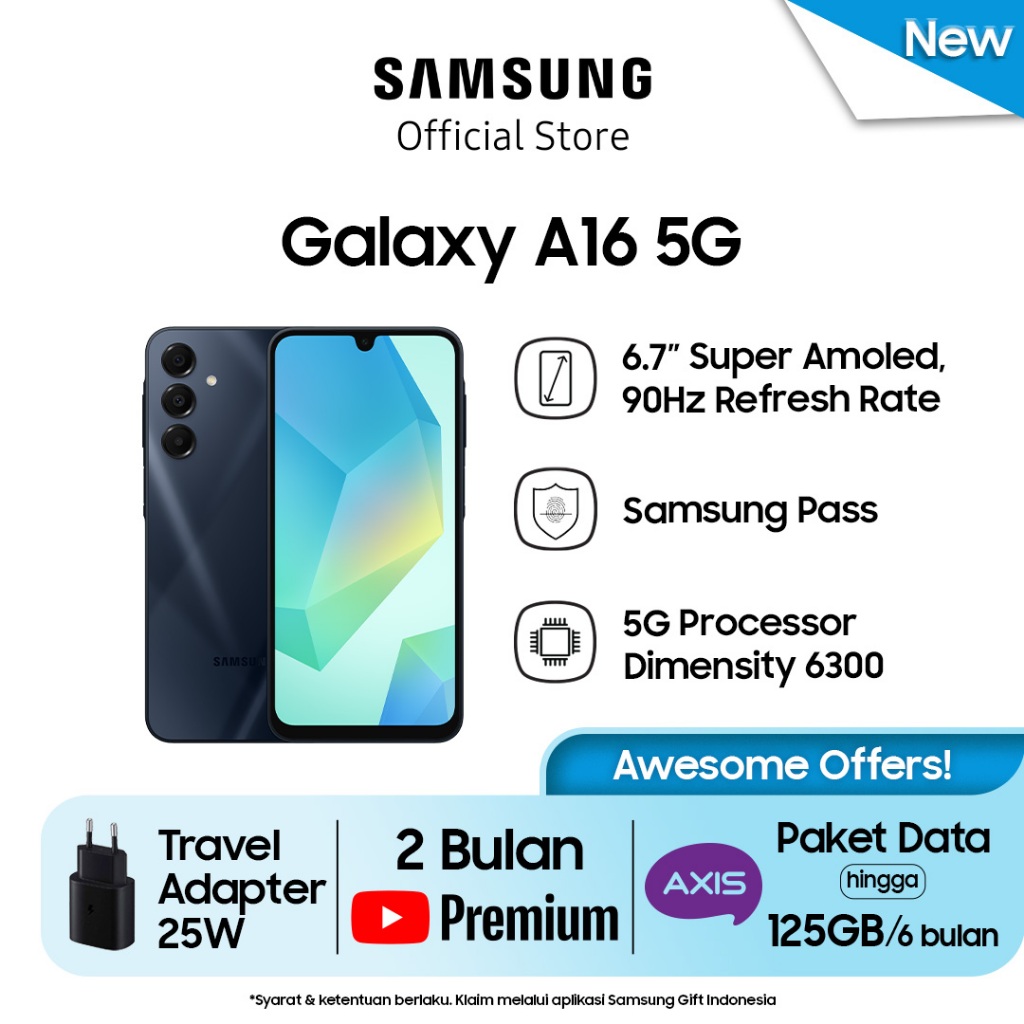 Jual Samsung Galaxy A16 5G 8/256GB - Blue Black | Shopee Indonesia