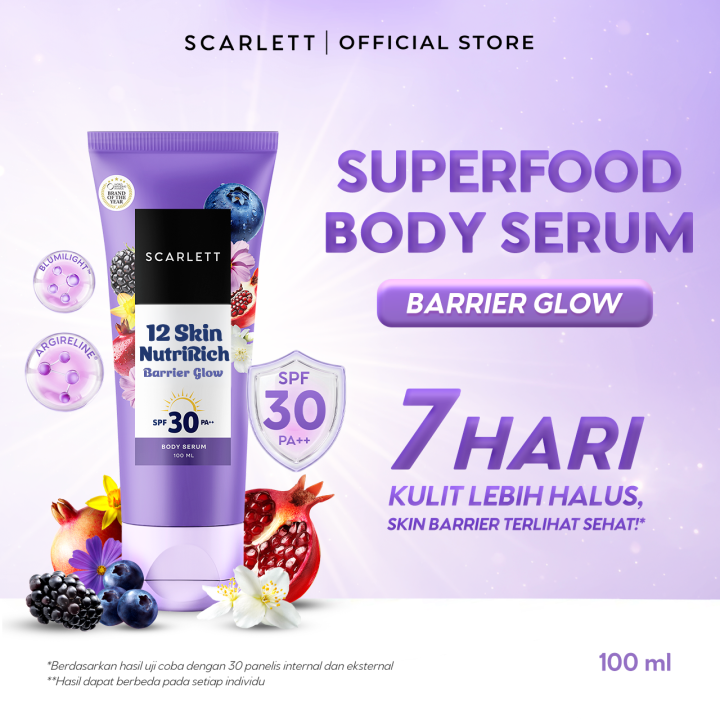 [NEW] SCARLETT Superfood Body Serum SPF 30 PA++ Barrier Glow | Merawat Skin Barrier Badan Glowing Menutrisi Melindungi dari UV Matahari dan Paparan Blue Light Hand Body Moisturizer Mencerahkan Kulit Kusam - 12 Superfood, Argireline® Amplified Peptide | La