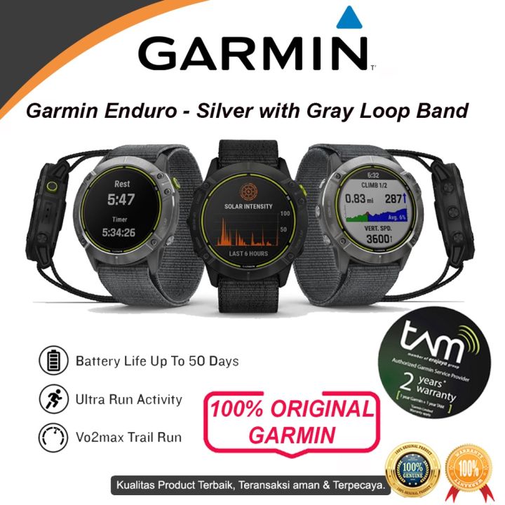Garmin Enduro - Silver with Gray Loop Band - Smartwatch Original Resmi | Lazada Indonesia