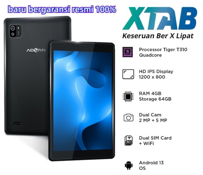 ADVAN Xtab Android 134/64 GB 8 Inci Quadcore T310 Tablet baru bergaransi resmi | Lazada Indonesia