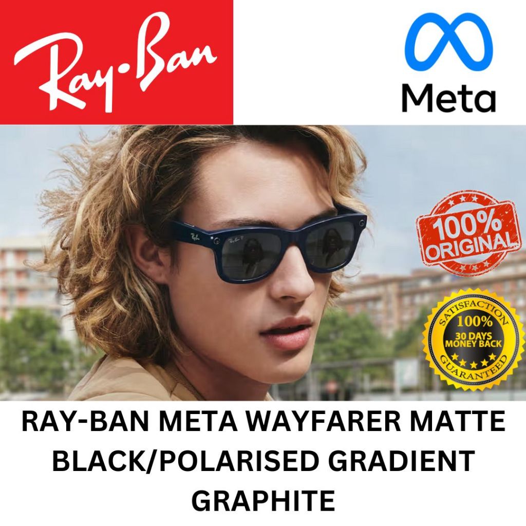 Jual Ray-ban/Rayban Meta AI Smart Glasses 2023, Wayfarer, Matte Black/ Polarized Gradient Graphite (BNIB) | Shopee Indonesia