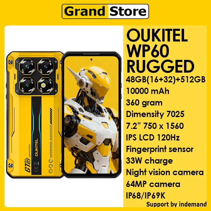 Jual Oukitel WP60 5G 48GB+512GB Dimensity 7025 Baterai 10.000mAh 7.2" HD+ rugged smartphone | Shopee Indonesia