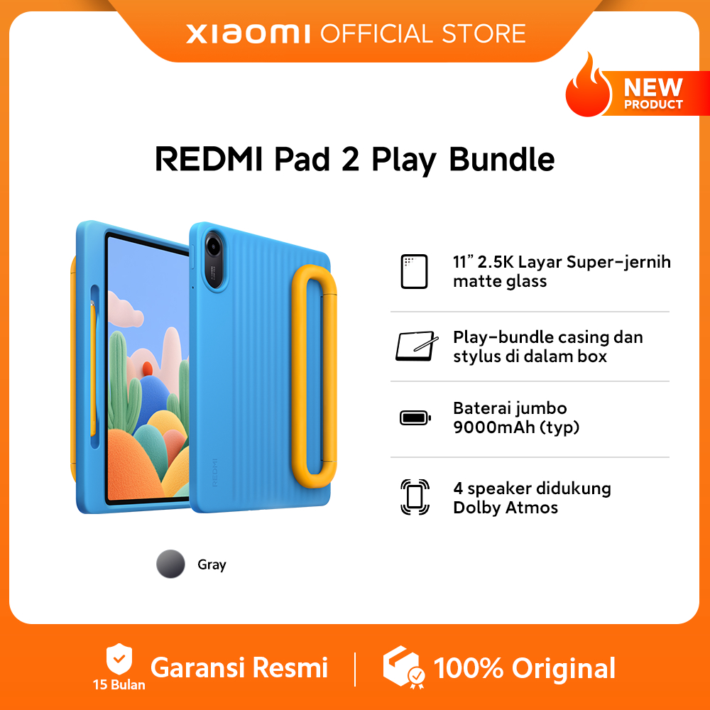 Jual Xiaomi Redmi Pad 2 Play Bundle (4GB/128GB) | 11" 2.5K layar matte glass lebih aman untuk mata | Digital parenting assistant | Baterai jumbo 9000mAh (typ) untuk 17 jam belajar dan bermain tanpa henti [Official Store] | Shopee Indonesia
