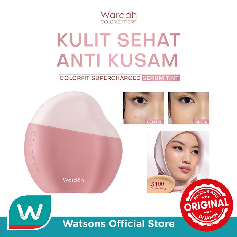 Jual Wardah Skintint Colorfit Supercharged Serum Tint 31W Créme Beige 30ml SPF 40 dengan 87% Skincare dan CICA + Pentavitin - Medium coverage, kulit mulus & sehat hingga 16 Jam - Halal, ringan, buildable, oil control - Foundation Bedak Cushion TWC - Makeu