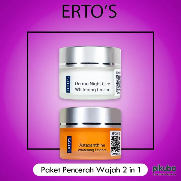 Krim Pemutih Cream Siang Malam Ertos Astaxanthine Whitening dan Dermo Night Care BPOM | Lazada Indonesia