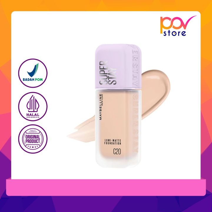 Maybelline Superstay Lumi Matte Liquid Foundation 35 mL – Buildable coverage transferproof ringan makeup tahan lama | POV STORE | Lazada Indonesia
