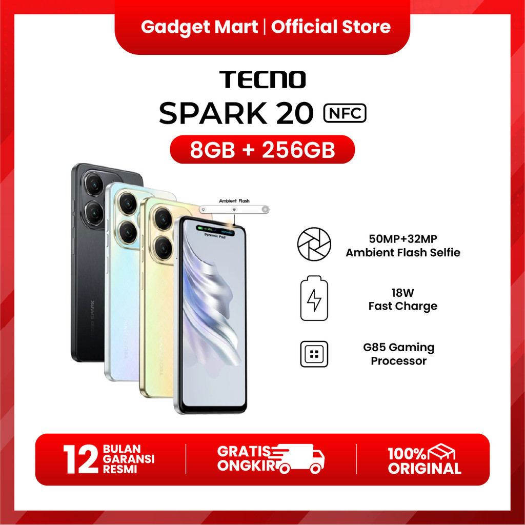 Jual TECNO SPARK 20 NFC 8/256GB - Garansi Resmi | Shopee Indonesia