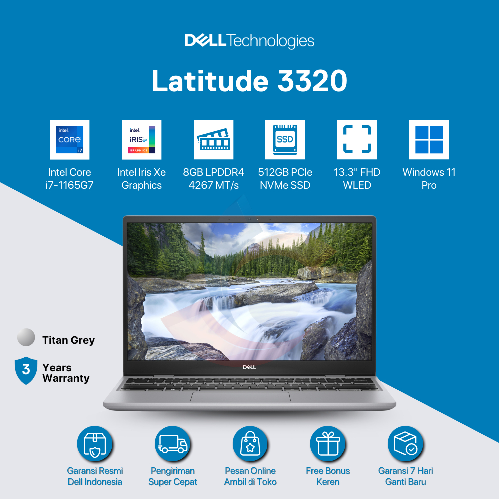 Jual Dell Latitude 3320 [Ci7-1165G7-8GB-512GB-UMA-W11P-3YR] DELL OFFICIAL | Shopee Indonesia