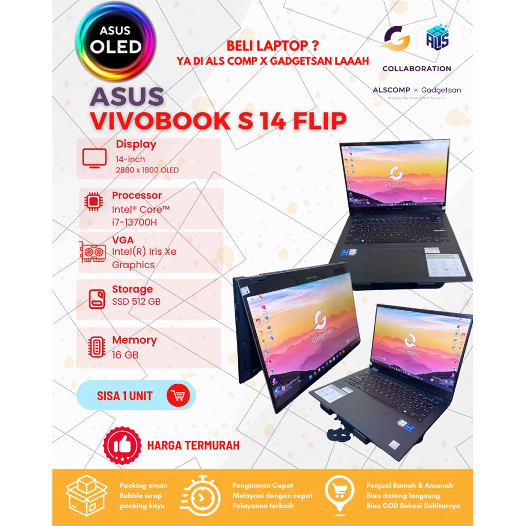 Jual ASUS VIVOBOOK S14 FLIP OLED TP3402VA i7-13700H 16GB 512GB W11+Office 2024 14.0 2K TOUCH FP 2IN1 BLUE -VIPS5151TM | Shopee Indonesia