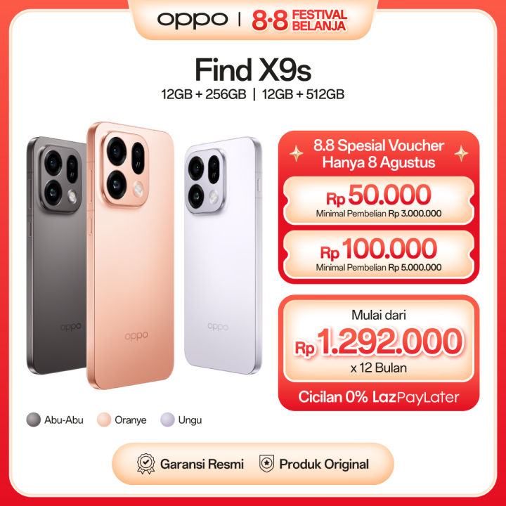 [NEW!] OPPO Find X9s [50MP Tiga Kamera, Baterai Besar 7025mAh 80W SUPERVOOC, MediaTek Dimensity 9500s] | Lazada Indonesia