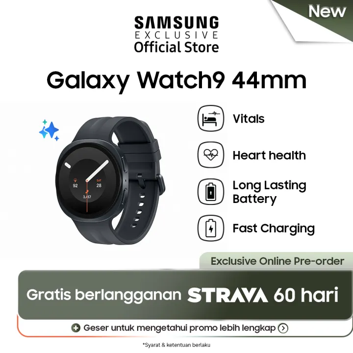 Samsung Galaxy Watch9 44mm - Graphite | Heart Health | Baterai Tahan Lama | Lazada Indonesia