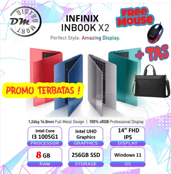 Laptop Infinix Inbook X2 Core i3-1005G1 RAM 4GB/8GB ROM 256GB SSD 14" IPS
