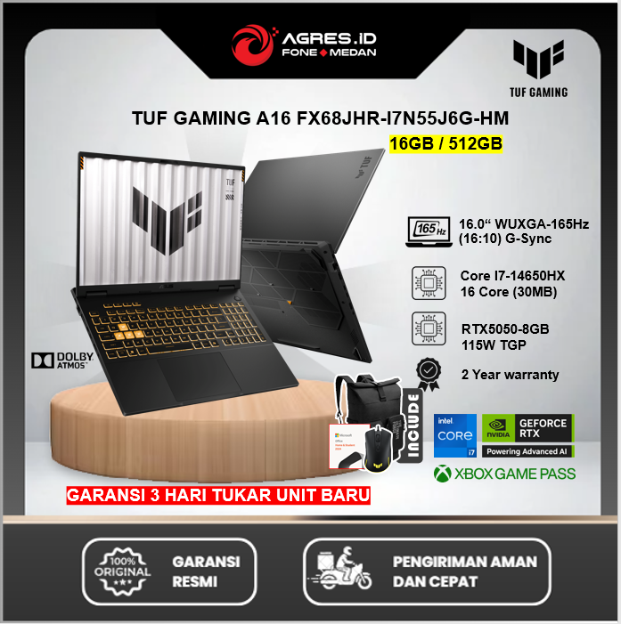 ASUS TUF Gaming F16 FX608JHR-I7N55J6G-HM/Intel Core i7-14650HX/16GB/512GB SSD/GeForce RTX 5050 8GB/16″ FHD+ WUXGA /Win 11 Home + OHM 2024 | Lazada Indonesia
