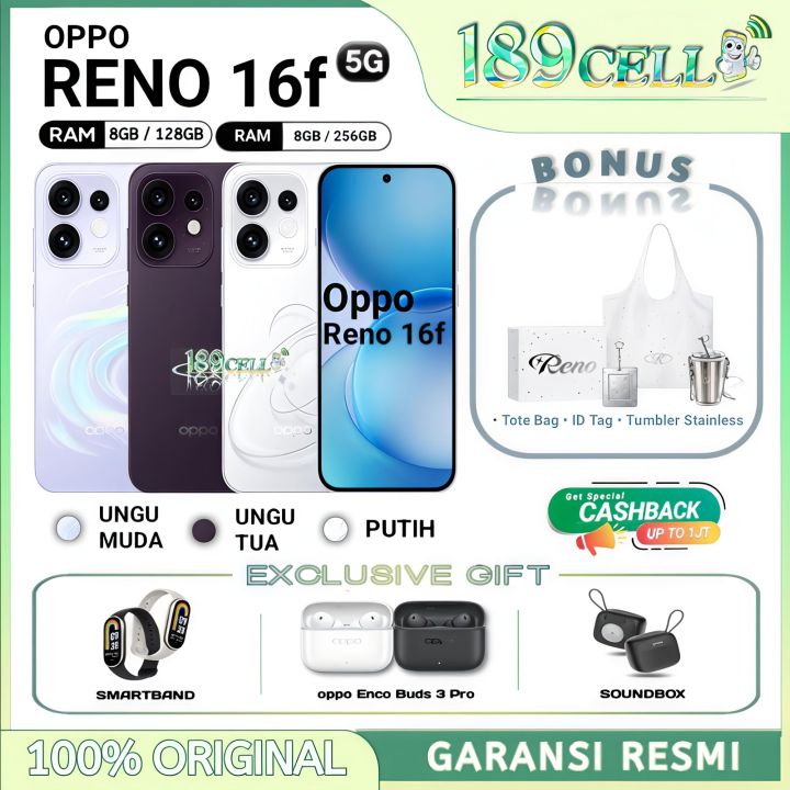 OPPO RENO 16F RAM 8/128GB 8/256GB - 6.57 " Mediatek Dimensity 7300 , 200MP | Oppo Reno16 f reno 16f GARANSI RESMI | Lazada Indonesia