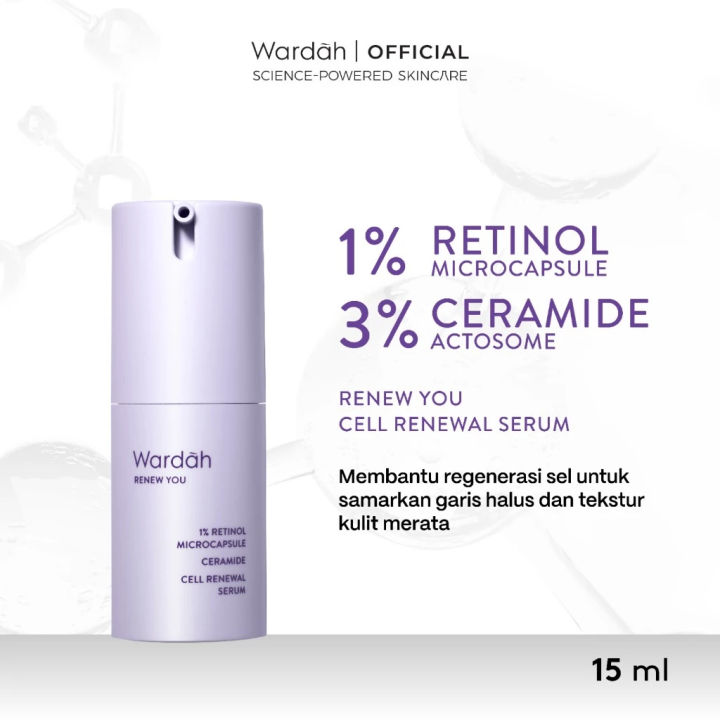 Wardah Renew You 1% Retinol Microcapsule Ceramide Cell Renewal Serum 15ml - Serum Anti Aging - Samarkan Garis Halus
