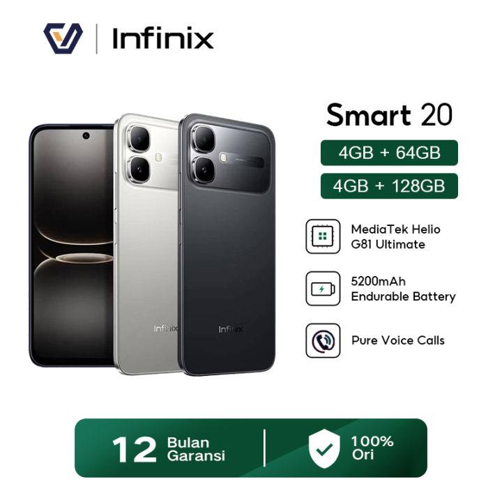 Official Infinix Smart 20 4GB+64GB - 4GB+128GB Display Size 6.78 inches - Mediatek Helio G81 Ultimate - 5200mAh | Lazada Indonesia
