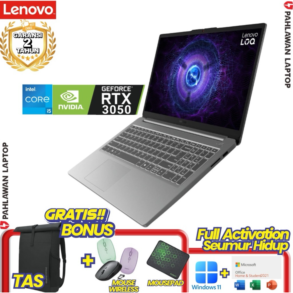 Jual LAPTOP BARU! LENOVO GAMING LOQ 15-6NID CORE i5 GEN 13 RAM 12GB SSD 512GB DUAL RTX3050 | Shopee Indonesia