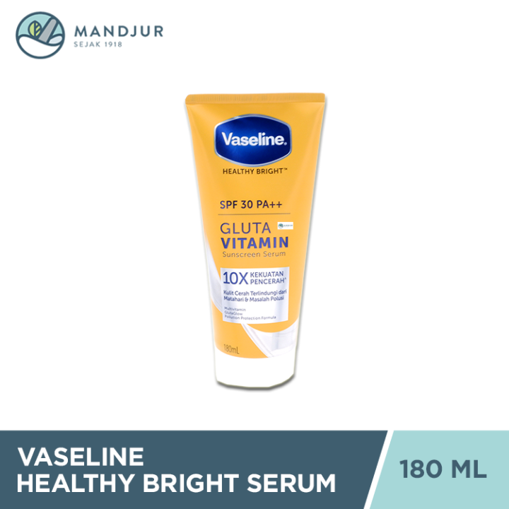 Vaseline Healthy Bright Hand Body Lotion SPF 30 Serum 180 ML - Melindungi dari Sinar UV dan Polusi