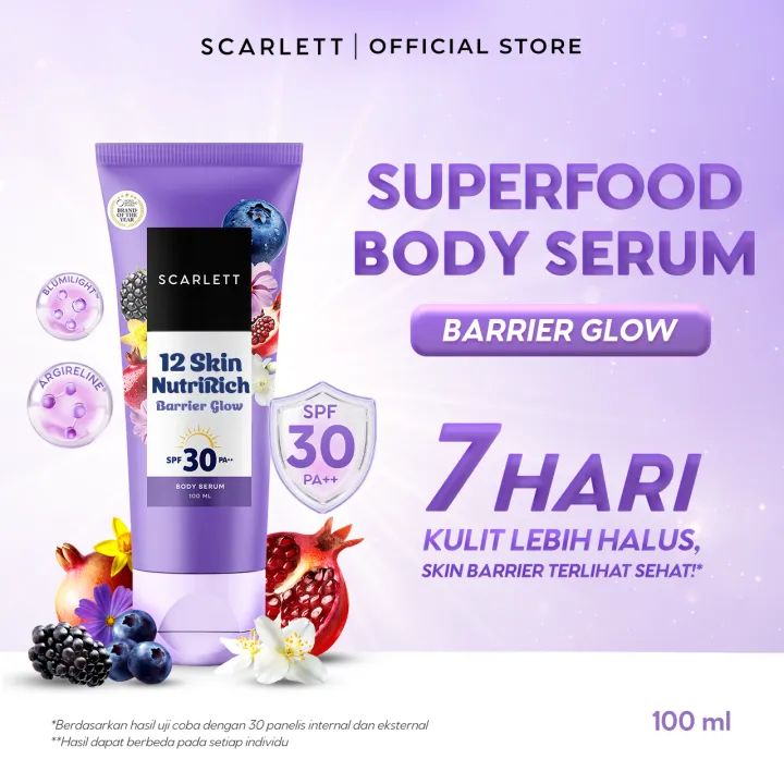 [NEW] SCARLETT Superfood Body Serum SPF 30 PA++ Barrier Glow | Merawat Skin Barrier Badan Glowing Menutrisi Melindungi dari UV Matahari dan Paparan Blue Light Hand Body Moisturizer Mencerahkan Kulit Kusam - 12 Superfood, Argireline® Amplified Peptide | La