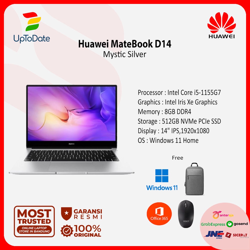 Jual Huawei MateBook D14 Intel Core i5 1155G7 8GB 512GB 14" W11 | Shopee Indonesia