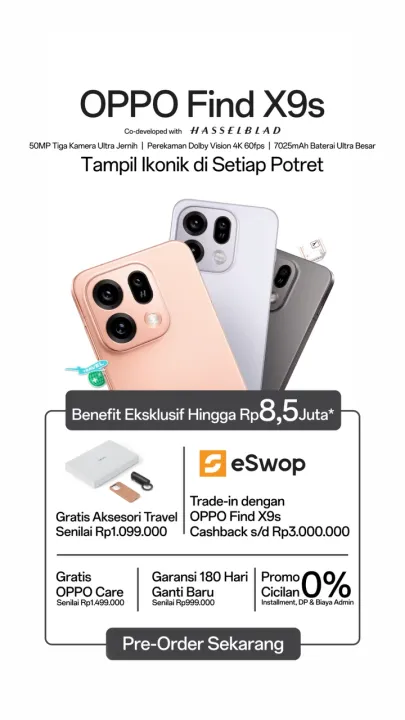 HP OPPO Find X9s/Find X9 Ultra NFC 12+512/16+1T Garansi Resmi, Hp OPPO Terbaru 2026 Ori, Bisa COD | Lazada Indonesia
