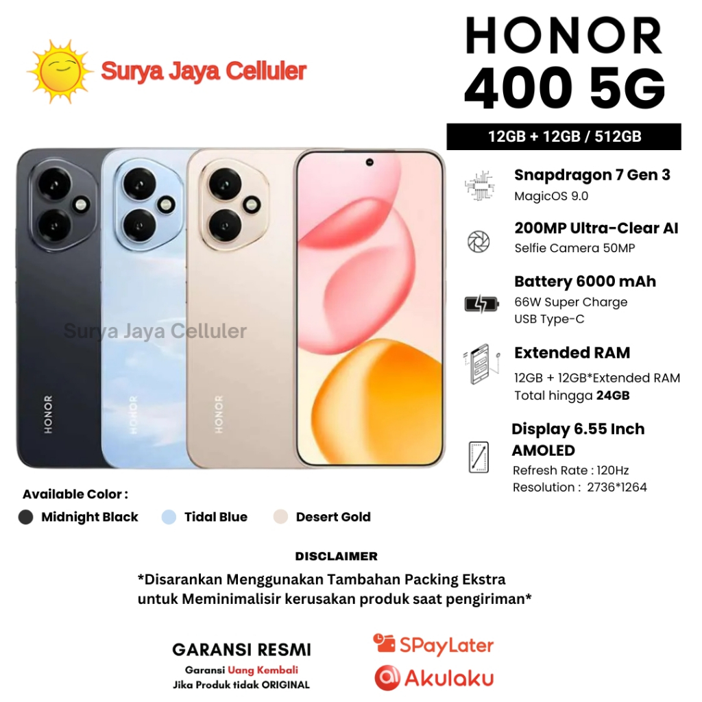 Jual HP HONOR 400 5G 12/512GB, dan HONOR 400 LITE 5G 8/256 GB (Garansi Resmi Honor 1 Tahun) | Shopee Indonesia