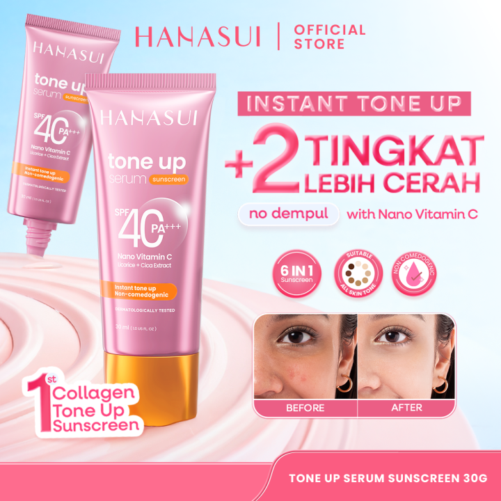 [NEW LAUNCH] Hanasui Tone Up Serum Sunscreen - Ringan Instant Mencerahkan Tanpa Dempul, UV Protection, Non Comedogenic | Lazada Indonesia