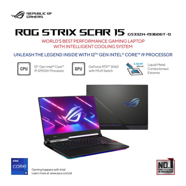 Asus ROG Strix Scar 15 G533ZM-I936D6T-O /Core i9-12900H/16GB/1TB SSD/RTX3060 6GB/15.6″/Win 11 Home+OHS 2021/Off Black