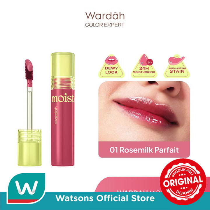 Wardah Moist Dew Tint 01 Rosemilk Parfait 3g - Liptint Ombre Tint Lembab Glossy Coverage Tinggi dan Tahan Seharian Hingga 24 Jam | Lazada Indonesia