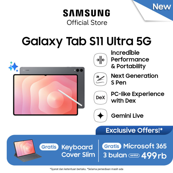 Samsung Galaxy Tab S11 Ultra 5G 12/256GB - Gray | AI Tablet | Tab Android | Baterai Tahan Lama | Layar Besar | Samsung DeX | Lazada Indonesia